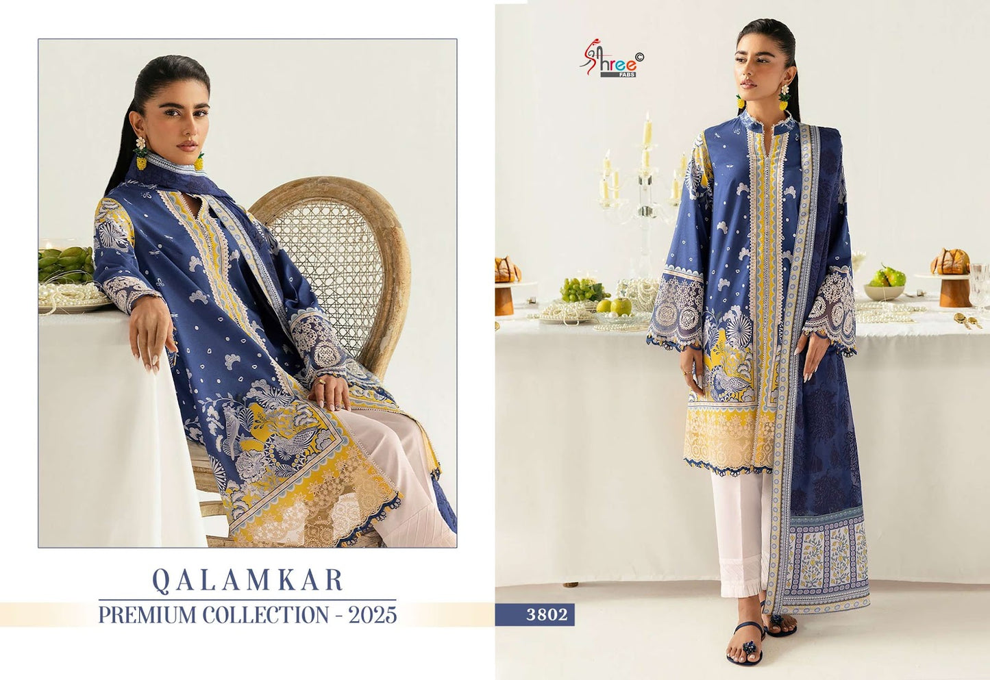Qalamkar Premium Collection 2025 Shree Fabs Cotton Pakistani Patch Work Suits Exporter India