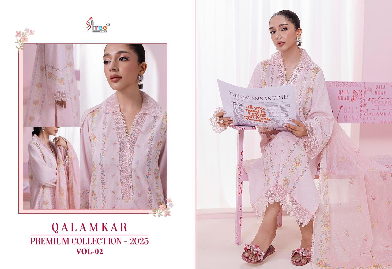 Qalamkar Premium Collection 2025 Vol 2 Shree Fabs Pure Cotton Pakistani Patch Work Suits Wholesale