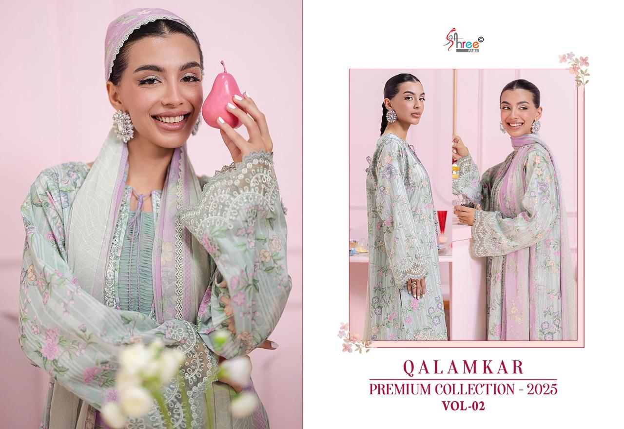 Qalamkar Premium Collection 2025 Vol 2 Shree Fabs Pure Cotton Pakistani Patch Work Suits Wholesale