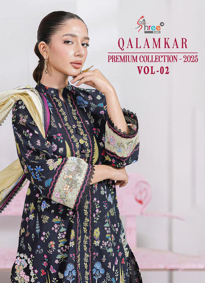 Qalamkar Premium Collection 2025 Vol 2 Shree Fabs Pure Cotton Pakistani Patch Work Suits Wholesale
