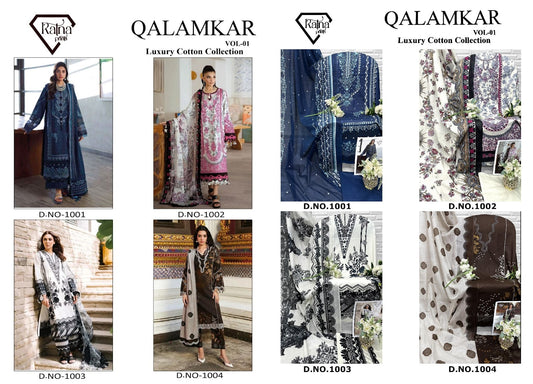 Qalamkar Vol 1 Ratna Prints Lawn Cotton Karachi Salwar Suits Exporter Ahmedabad