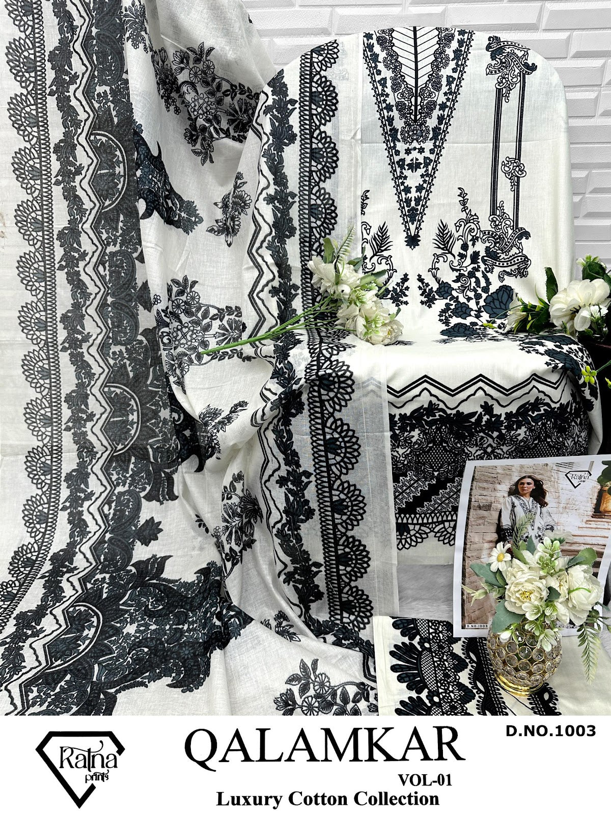 Qalamkar Vol 1 Ratna Prints Lawn Cotton Karachi Salwar Suits Exporter Ahmedabad