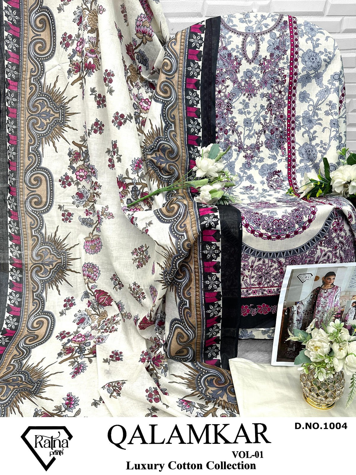 Qalamkar Vol 1 Ratna Prints Lawn Cotton Karachi Salwar Suits Exporter Ahmedabad