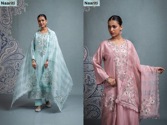 Qasvi Naariti Mul Chanderi Pant Style Suits Supplier Gujarat