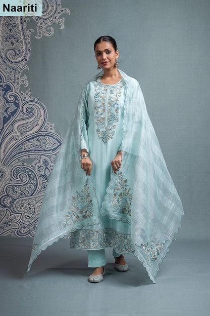 Qasvi Naariti Mul Chanderi Pant Style Suits Supplier Gujarat
