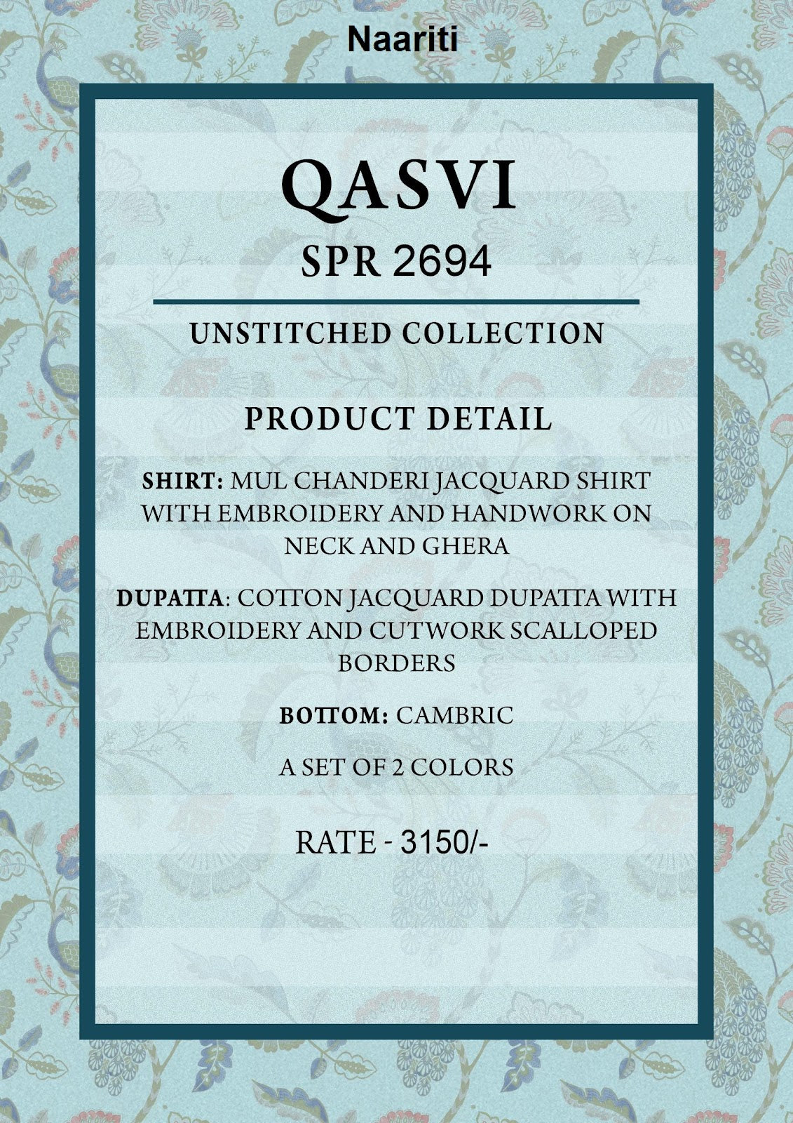 Qasvi Naariti Mul Chanderi Pant Style Suits Supplier Gujarat