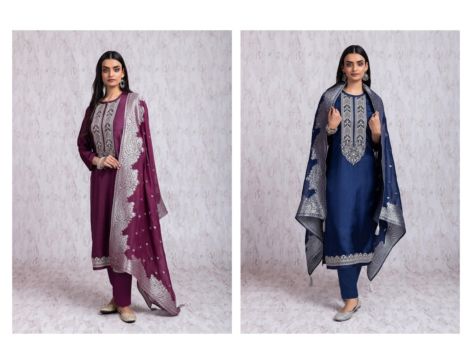 Qayaam Naariti Russian Silk Pant Style Suits Manufacturer India