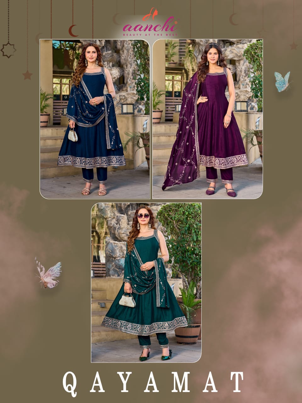Qayamat Aanchi Vichitra Silk Readymade Anarkali Suits Wholesaler Ahmedabad