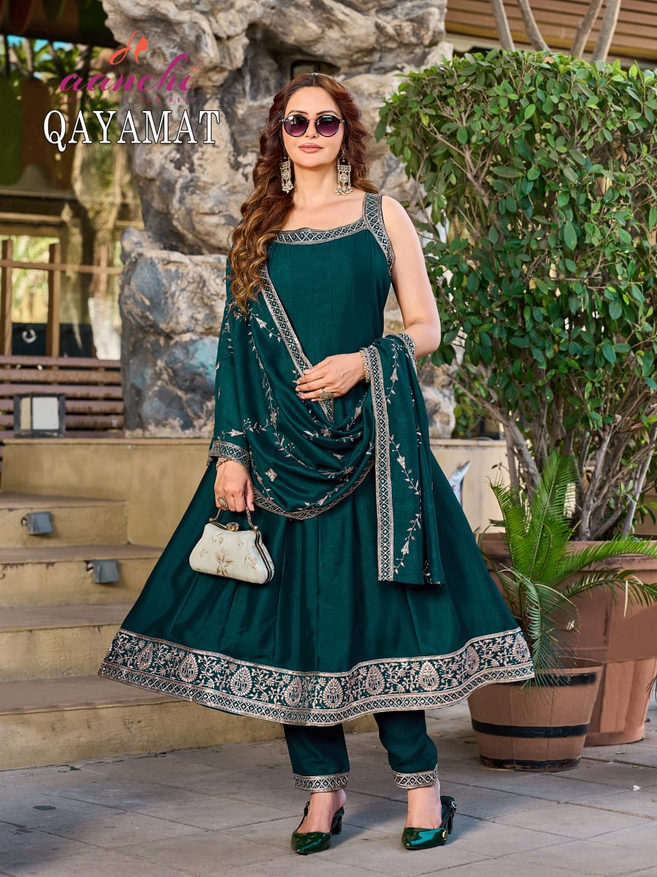 Qayamat Aanchi Vichitra Silk Readymade Anarkali Suits Wholesaler Ahmedabad