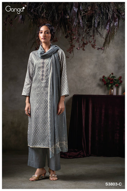 Qazzin 3803 Ganga Premium Cotton Plazzo Style Suits Manufacturer