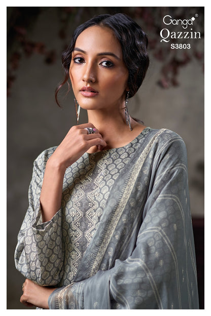 Qazzin 3803 Ganga Premium Cotton Plazzo Style Suits Manufacturer