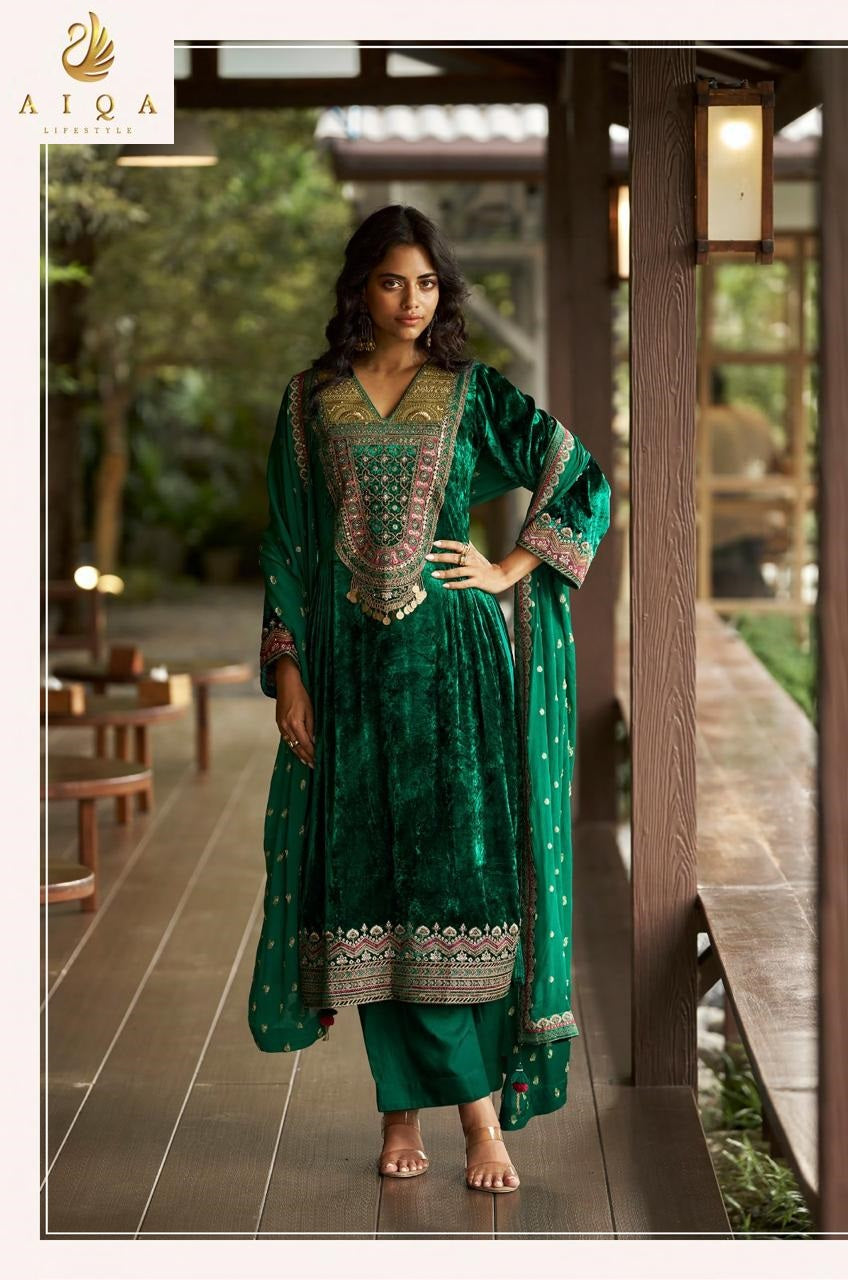 Qealiz Aiqa Viscose Velvet Suits Exporter India