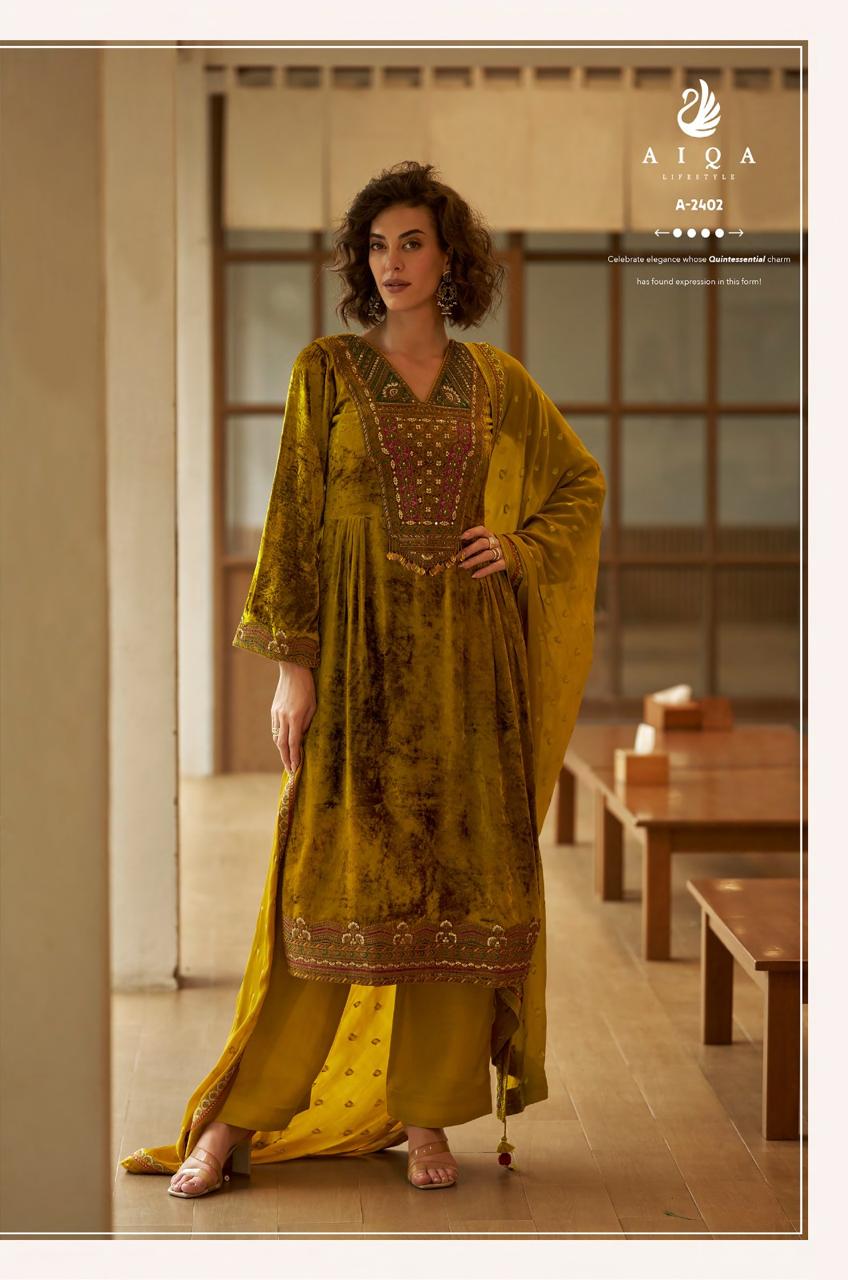 Qealiz Aiqa Viscose Velvet Suits Exporter India