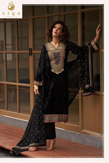 Qealiz Aiqa Viscose Velvet Suits Exporter India