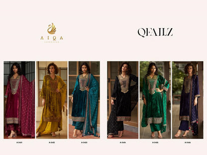 Qealiz Aiqa Viscose Velvet Suits Exporter India