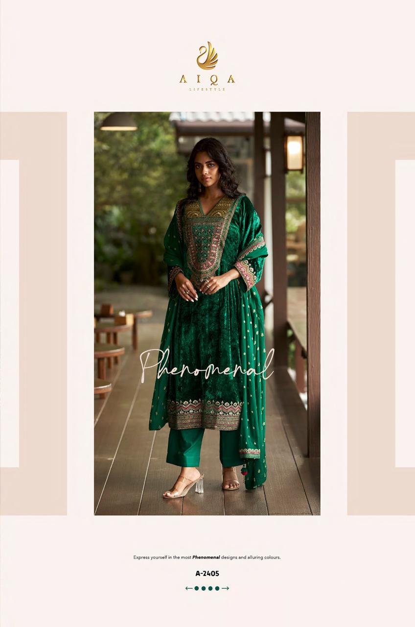 Qealiz Aiqa Viscose Velvet Suits Exporter India