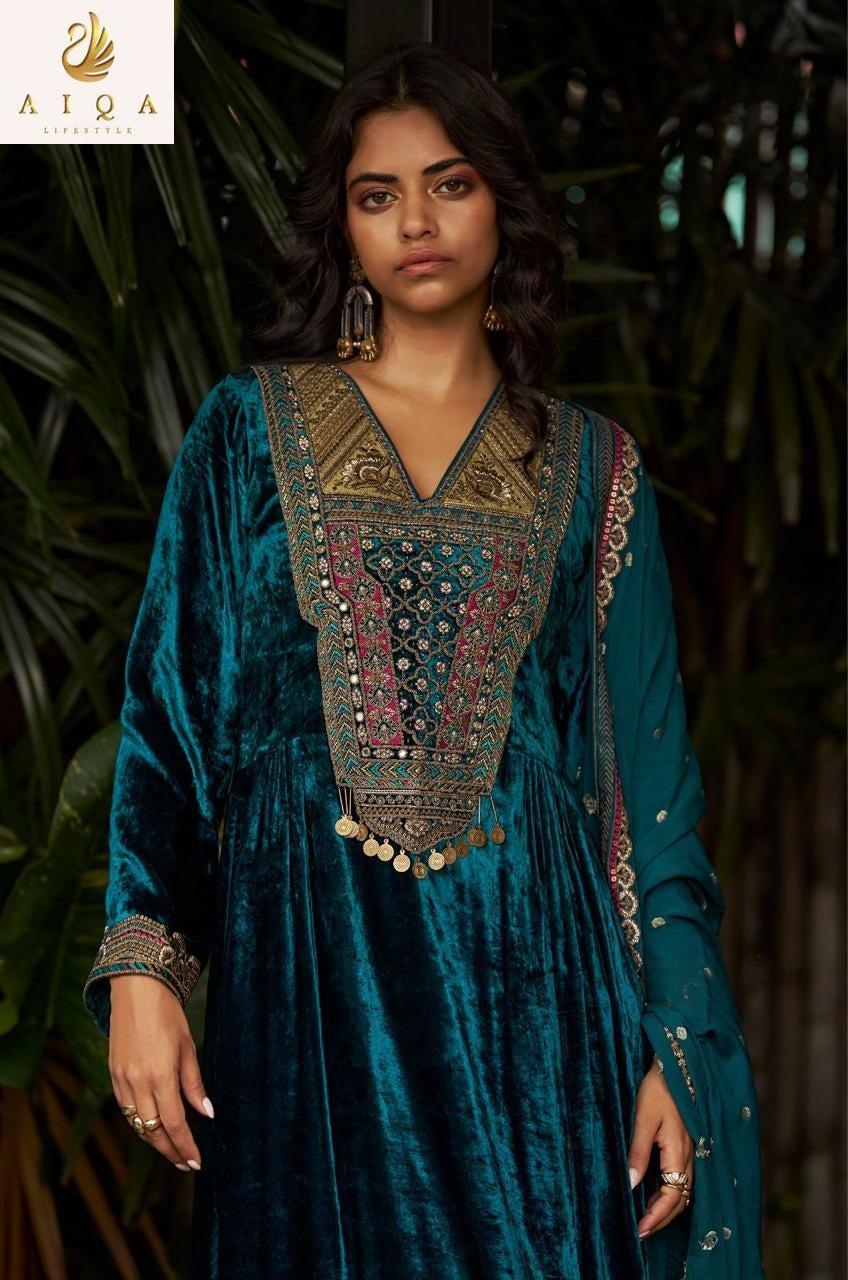 Qealiz Aiqa Viscose Velvet Suits Exporter India