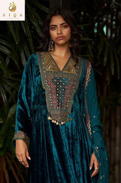 Qealiz Aiqa Viscose Velvet Suits Exporter India