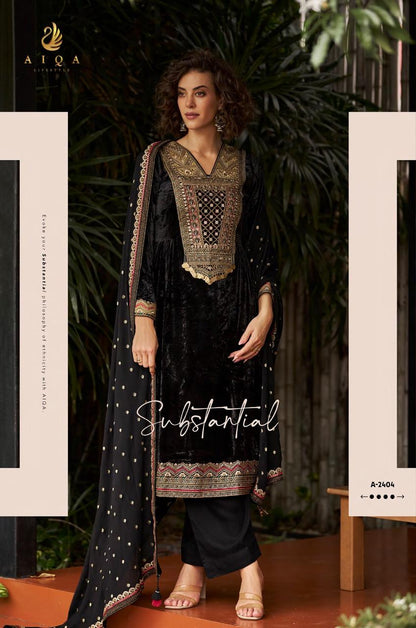 Qealiz Aiqa Viscose Velvet Suits Exporter India
