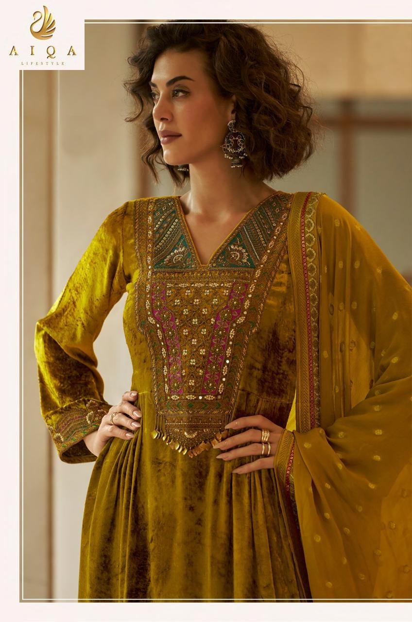 Qealiz Aiqa Viscose Velvet Suits Exporter India