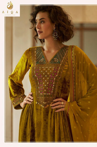 Qealiz Aiqa Viscose Velvet Suits Exporter India