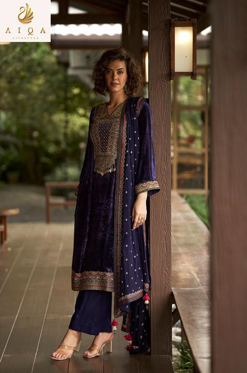 Qealiz Aiqa Viscose Velvet Suits Exporter India