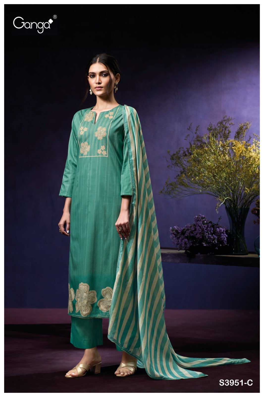 Qiara 3951 Ganga Premium Plazzo Style Suits Manufacturer Gujarat
