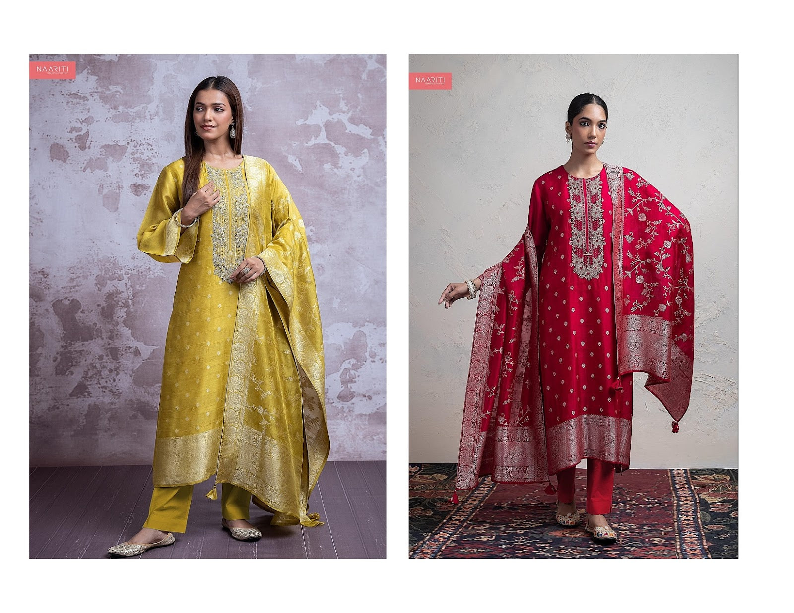 Qinara Naariti Silk Jacquard Pant Style Suits Exporter Ahmedabad