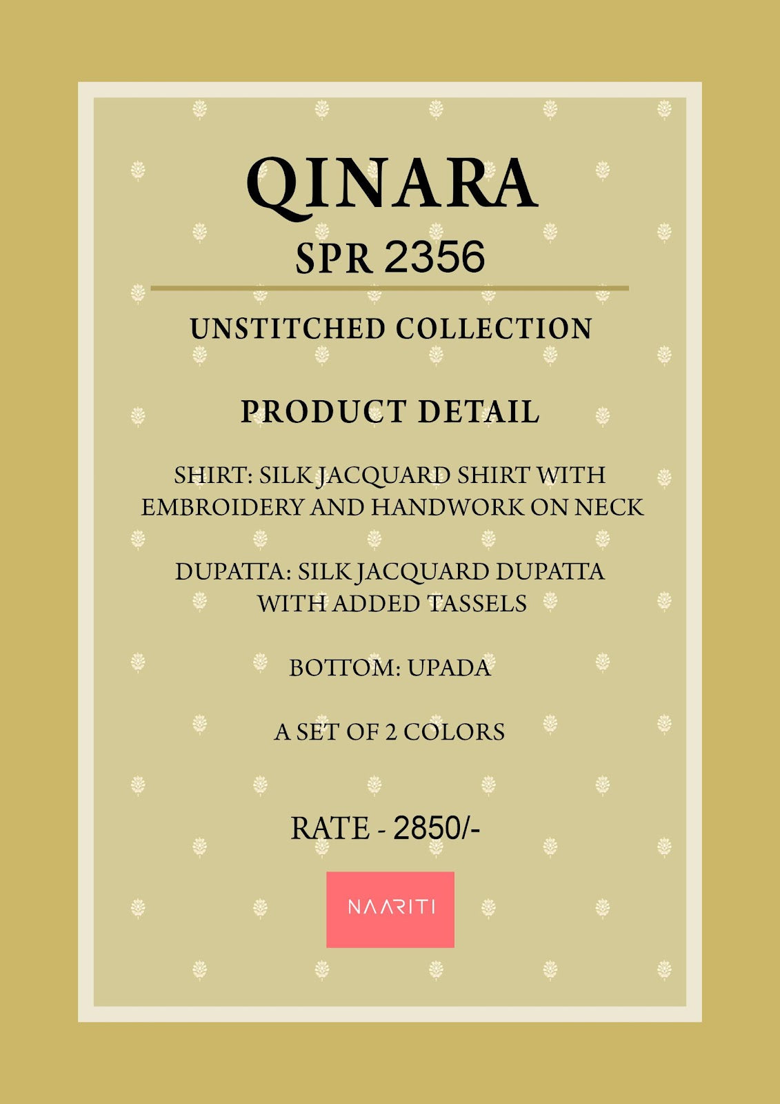 Qinara Naariti Silk Jacquard Pant Style Suits Exporter Ahmedabad