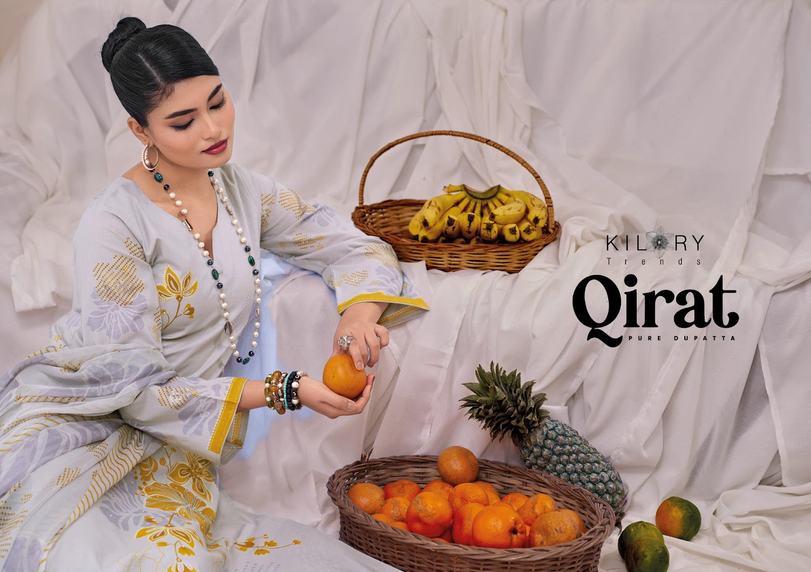 Qirat Kilory Pure Lawn Pant Style Suits Exporter India