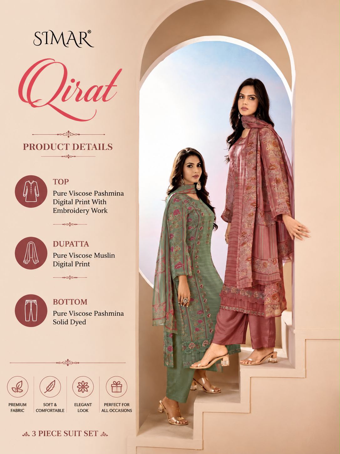Qirat Simar Viscose Pashmina Suits Manufacturer Gujarat