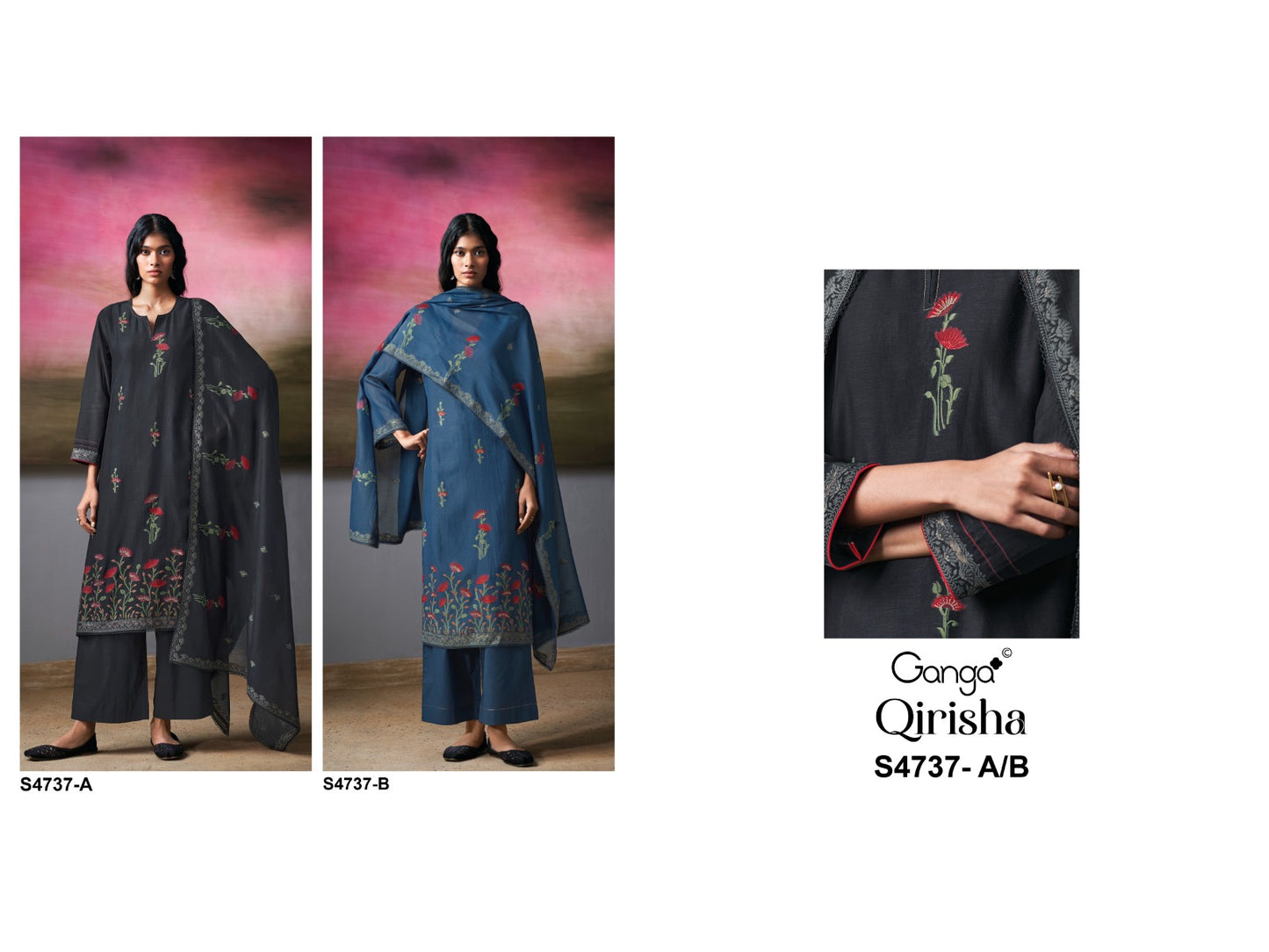 Qirisha S4737 Ganga Mul Chanderi Plazzo Style Suits Supplier Gujarat