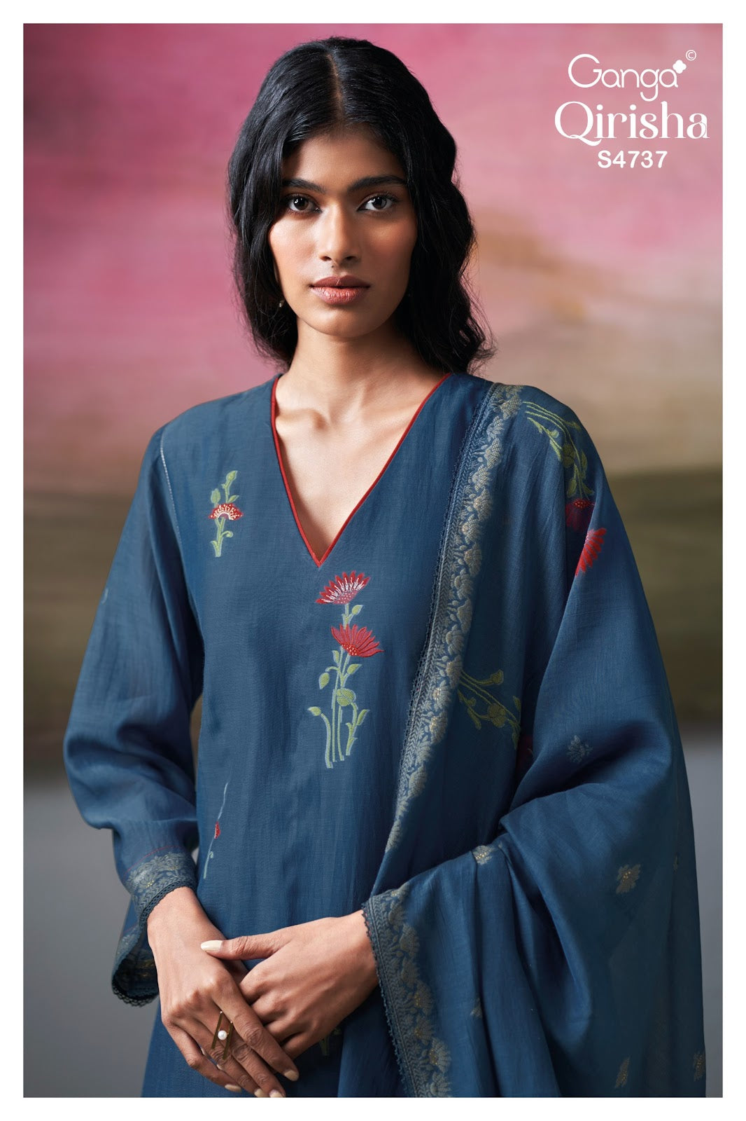 Qirisha S4737 Ganga Mul Chanderi Plazzo Style Suits Supplier Gujarat