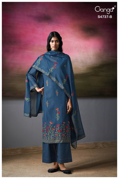 Qirisha S4737 Ganga Mul Chanderi Plazzo Style Suits Supplier Gujarat