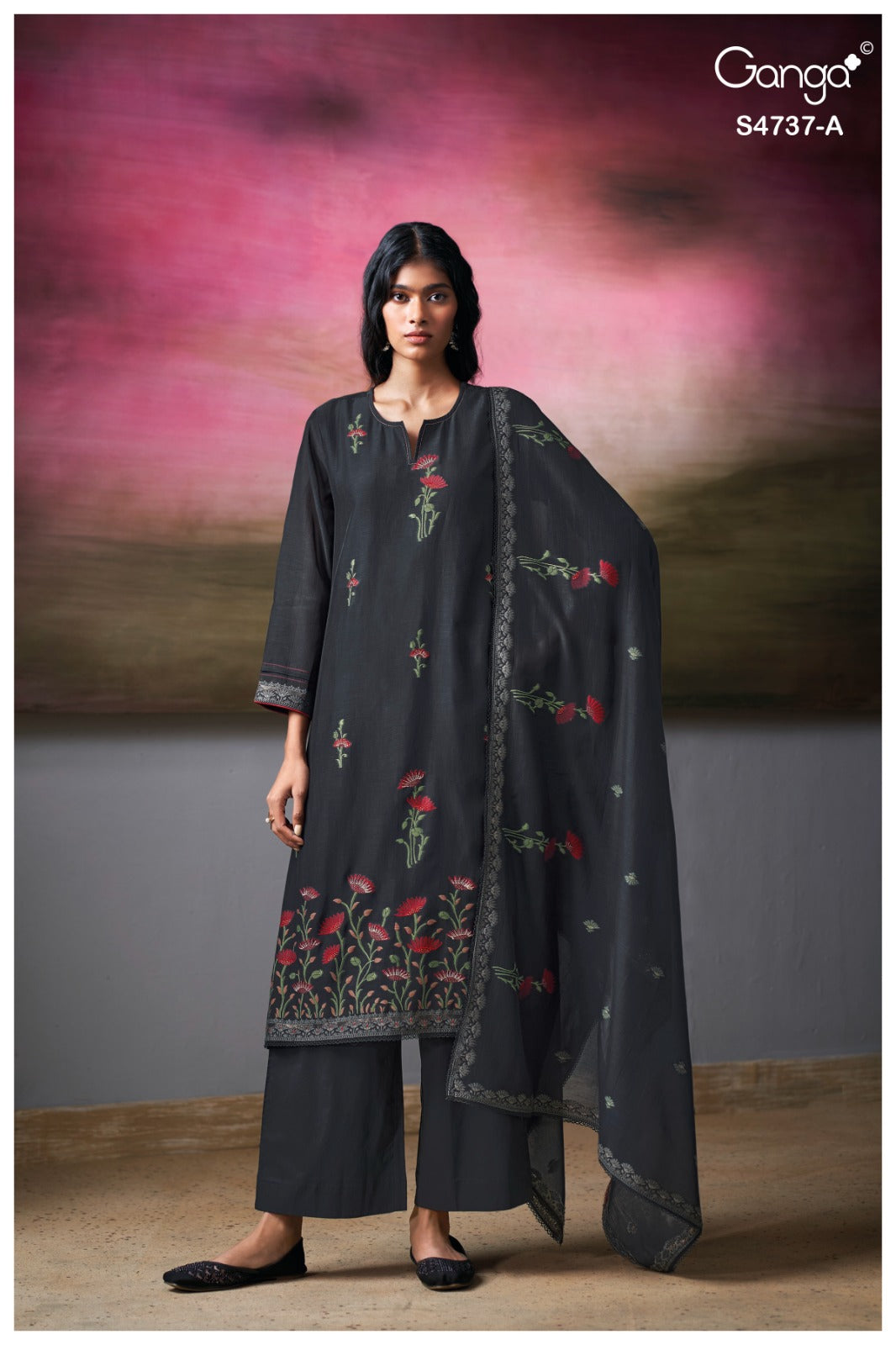 Qirisha S4737 Ganga Mul Chanderi Plazzo Style Suits Supplier Gujarat