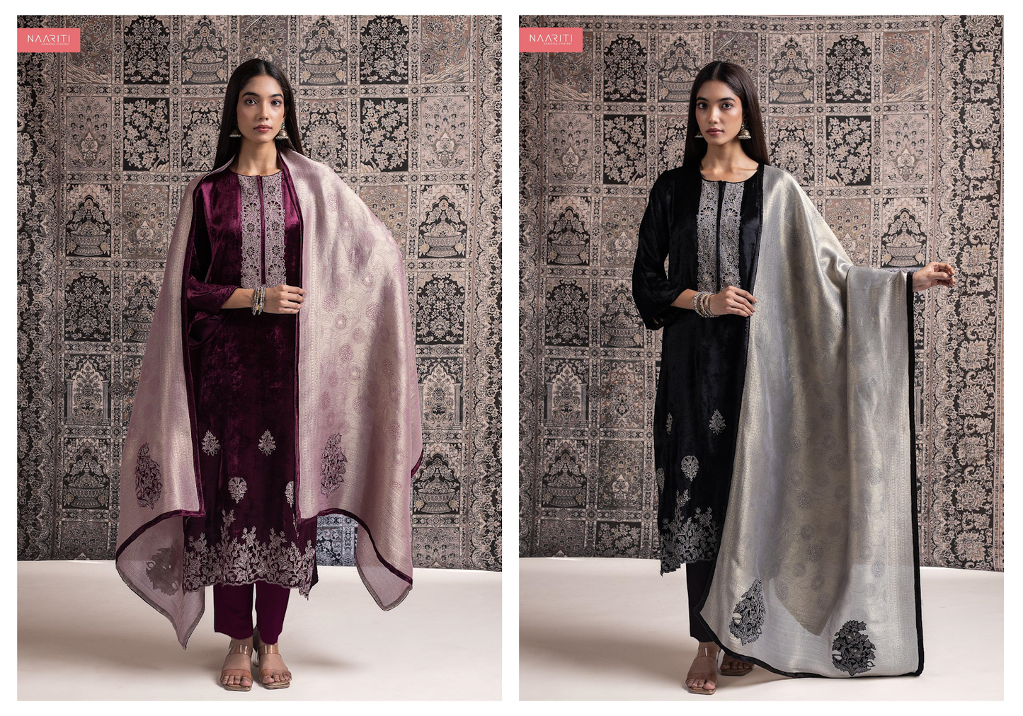 Qirtaan Naariti Velvet Suits Wholesale Price