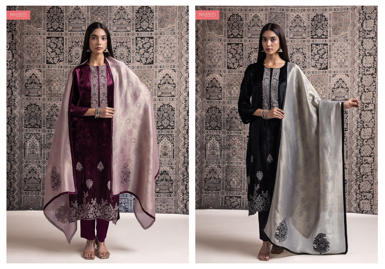 Qirtaan Naariti Velvet Suits Wholesale Price