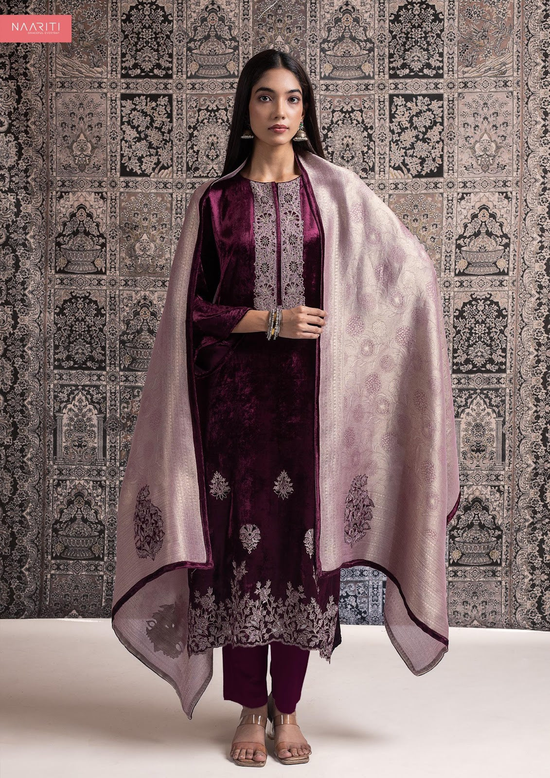 Qirtaan Naariti Velvet Suits Wholesale Price