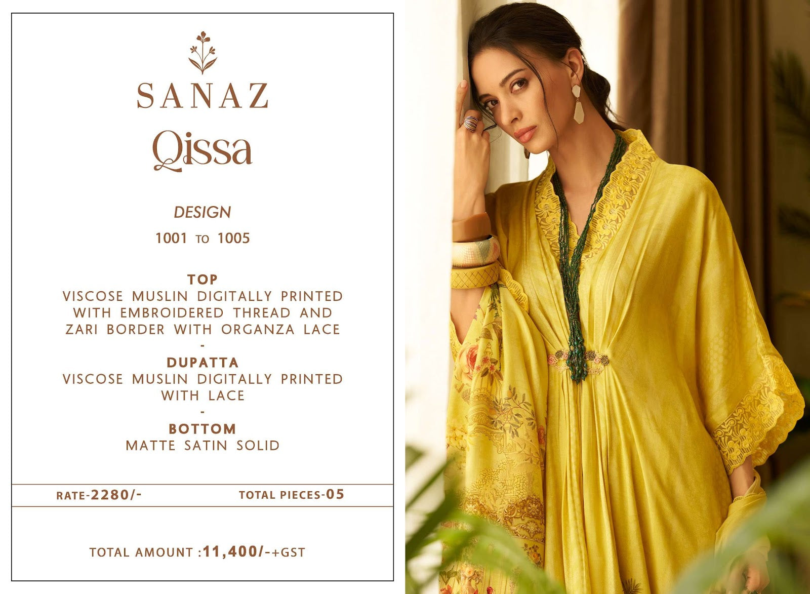 Qissa Sanaz Viscose Muslin Pakistani Salwar Suits Wholesaler Ahmedabad