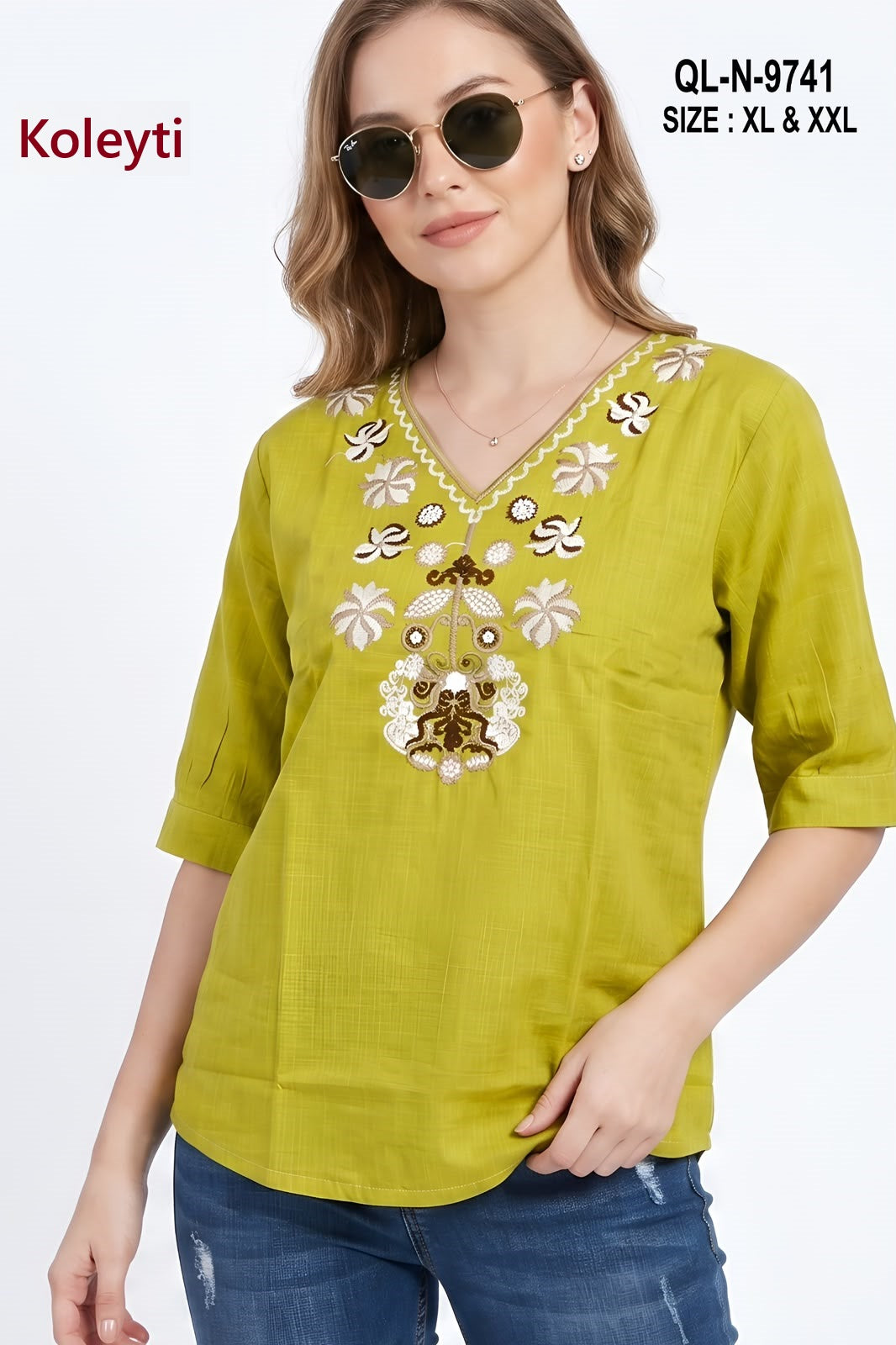 Ql N 9741 Neck Work Koleyti Fancy Tops Supplier