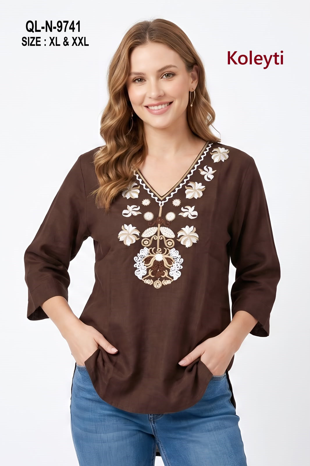 Ql N 9741 Neck Work Koleyti Fancy Tops Supplier