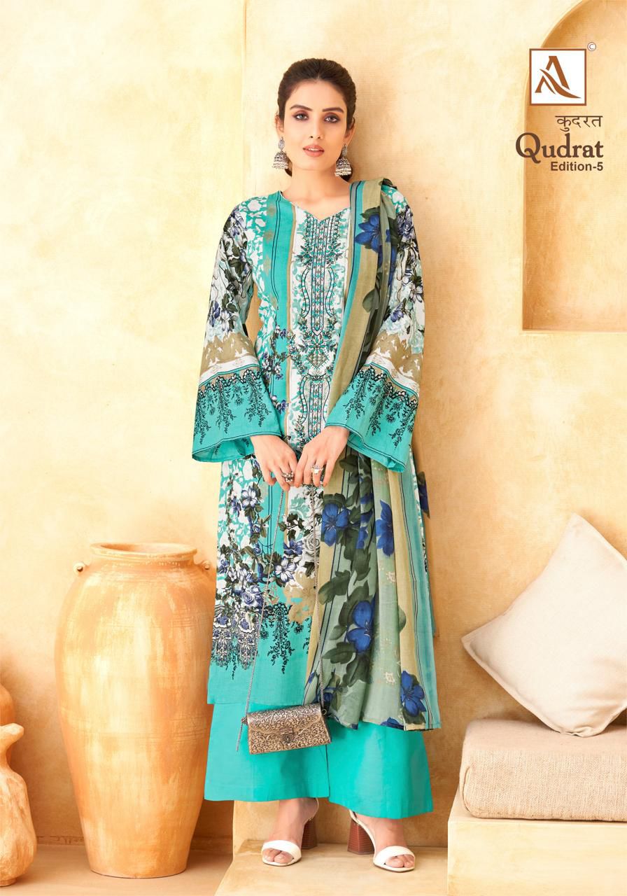 Qudrat Edition 5 Alok Cambric Cotton Karachi Salwar Suits Supplier Ahmedabad