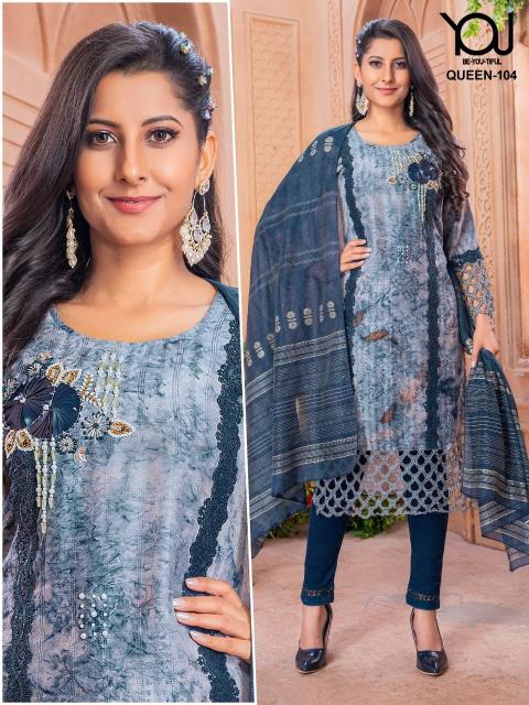 Queen 102-104 You Roman Silk Readymade Pant Style Suits Manufacturer India