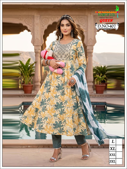 Queen 200726 Kanha Liva Reyon Feeding Readymade Suit Supplier India