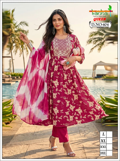 Queen 200726 Kanha Liva Reyon Feeding Readymade Suit Supplier India