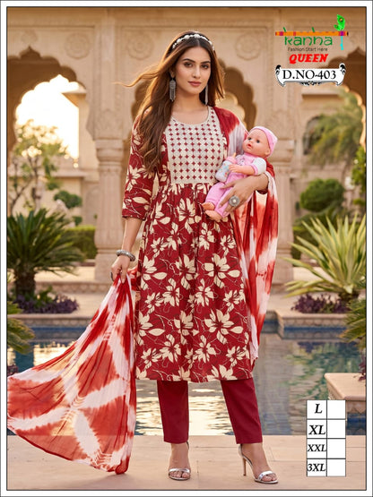 Queen 200726 Kanha Liva Reyon Feeding Readymade Suit Supplier India