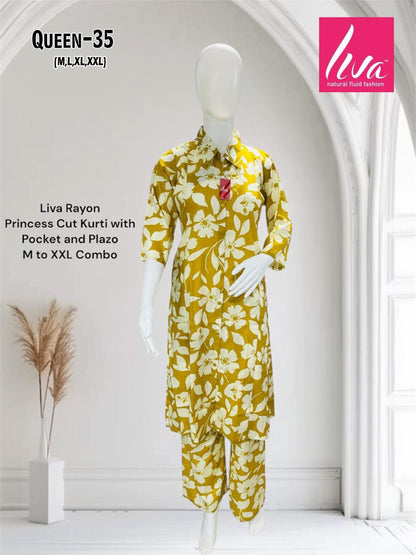 Queen Ayg Rayon Kurti Plazzo Set Wholesale Rate