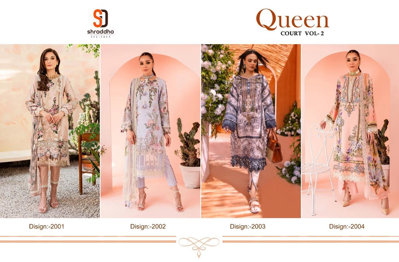 Queen Court Vol 2 Shraddha Designer Lawn Cotton Pakistani Patch Work Suits Wholesaler