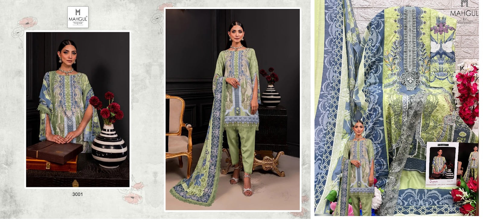 Queen Court Vol 3 Mahgul Lawn Cotton Pakistani Patch Work Suits Wholesale Rate