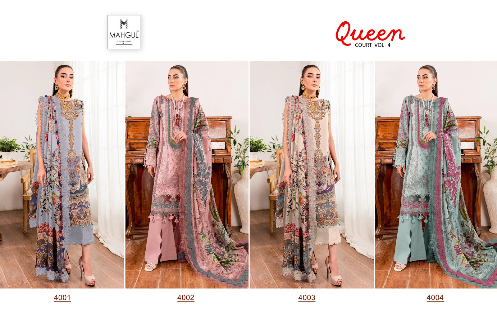 Queen Court Vol 4 Mahgul Lawn Cotton Pakistani Patch Work Suits Manufacturer